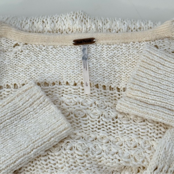 Free People•Hot Tropics,V-neck Loose Knit Stretch Long Tunic Sweater | Sz L - Picture 4 of 6